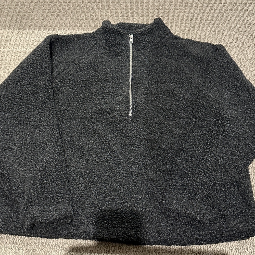 Men's Black Fleece Sweater quarter zip NEW
